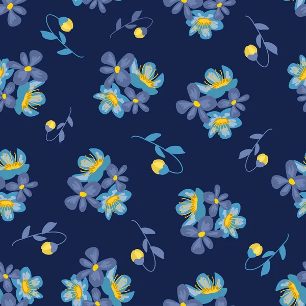 Naadloze patroon met kleine bloemen op achtergrond. Moderne en Trendy modieuze floral bitmappatroon voor stof, behang, interieur, tegels, afdrukken, textiel, verpakking en verschillende soorten ontwerp — Stockvector