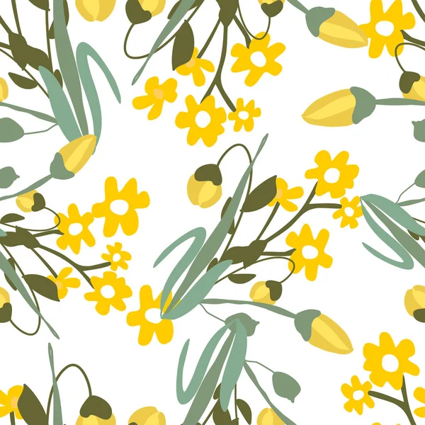 Patrón sin costuras con flores pequeñas en el fondo. Textura floral moderna y de moda para tela, papel pintado, interior, azulejos, impresión, textiles, embalaje y varios tipos de diseño — Vector de stock