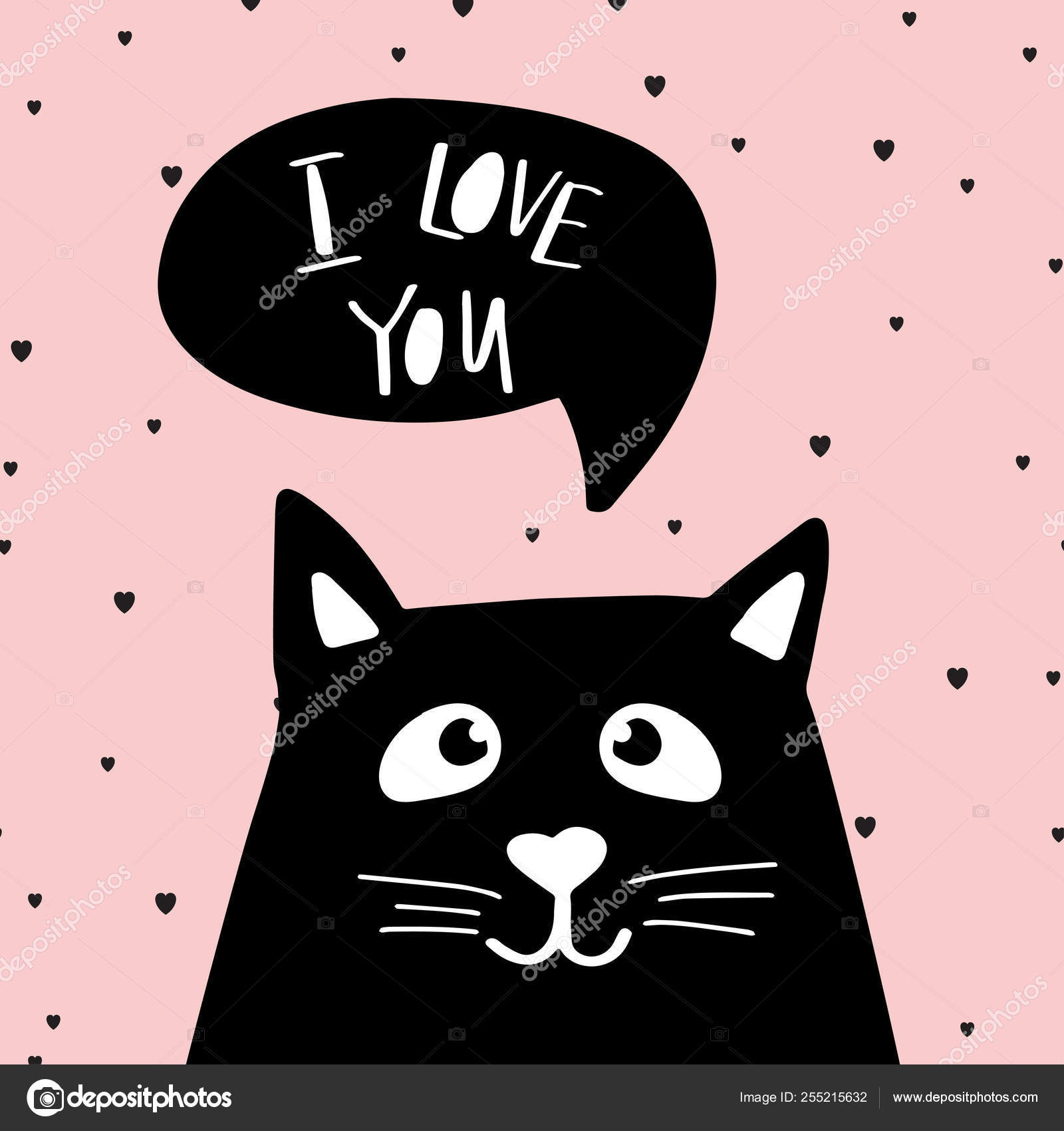 Funny Black Cat With Text I Love You In Speech Bubble Cute Illustration On White Background Vector Image By C Mcherevan Vector Stock Funny Black Cat With Text I Love You In Speech Bubble Cute Illustration On White Background Vector Image By C Mcherevan Vector Stock