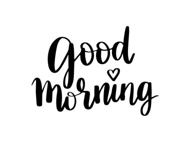 Çizilmiş Günaydın kartı, baskı, poster için yazı el.