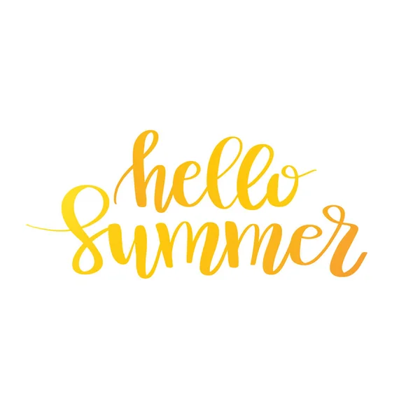 Hello Summer hand drawn brush lettering. l — Stock Vector