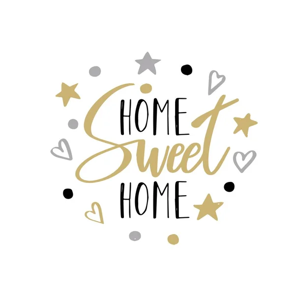 Home sweet home typography poster. handgefertigter Schriftzug. Vektor Vintage Illustration — Stockvektor