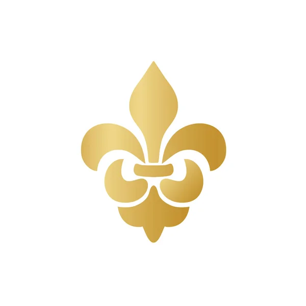 向量金子 Fleur de lis 装饰图标在白色背景。皇家纹章符号。向量例证 — 图库矢量图片