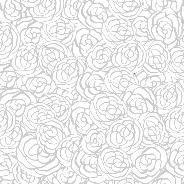 Hermoso fondo monocromo, gris y blanco sin costuras con rosas . — Archivo Imágenes Vectoriales