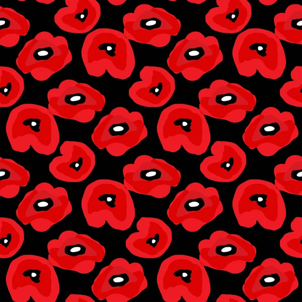 Poppy seamless pattern. Red poppies on white background. Can be uset for textile, wallpapers, prints and web design. Vector illustration — Stock Vector