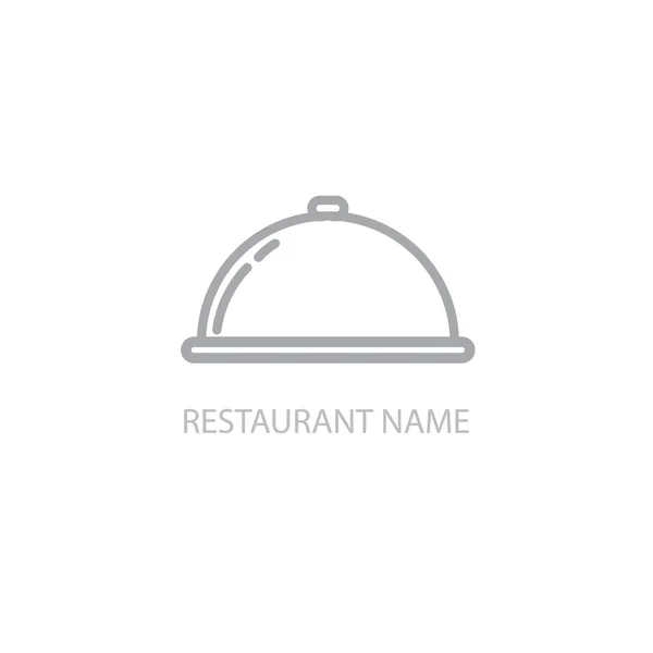 Restaurante cloche en la mano el icono del camarero plano. Ilustración aislada sobre fondo blanco. Signo gris vectorial símbolo — Archivo Imágenes Vectoriales