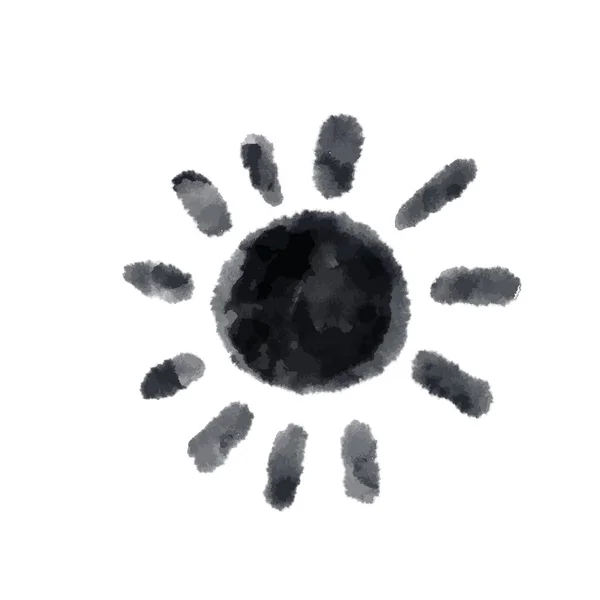 Lindo dibujo de dibujos animados sol. Vector símbolo blanco y negro. Icono de garabato monocromo dibujado a mano aislado sobre fondo blanco . — Archivo Imágenes Vectoriales