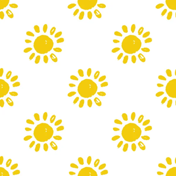 Naadloze patroon met hand getrokken doodle zonnen. — Stockvector