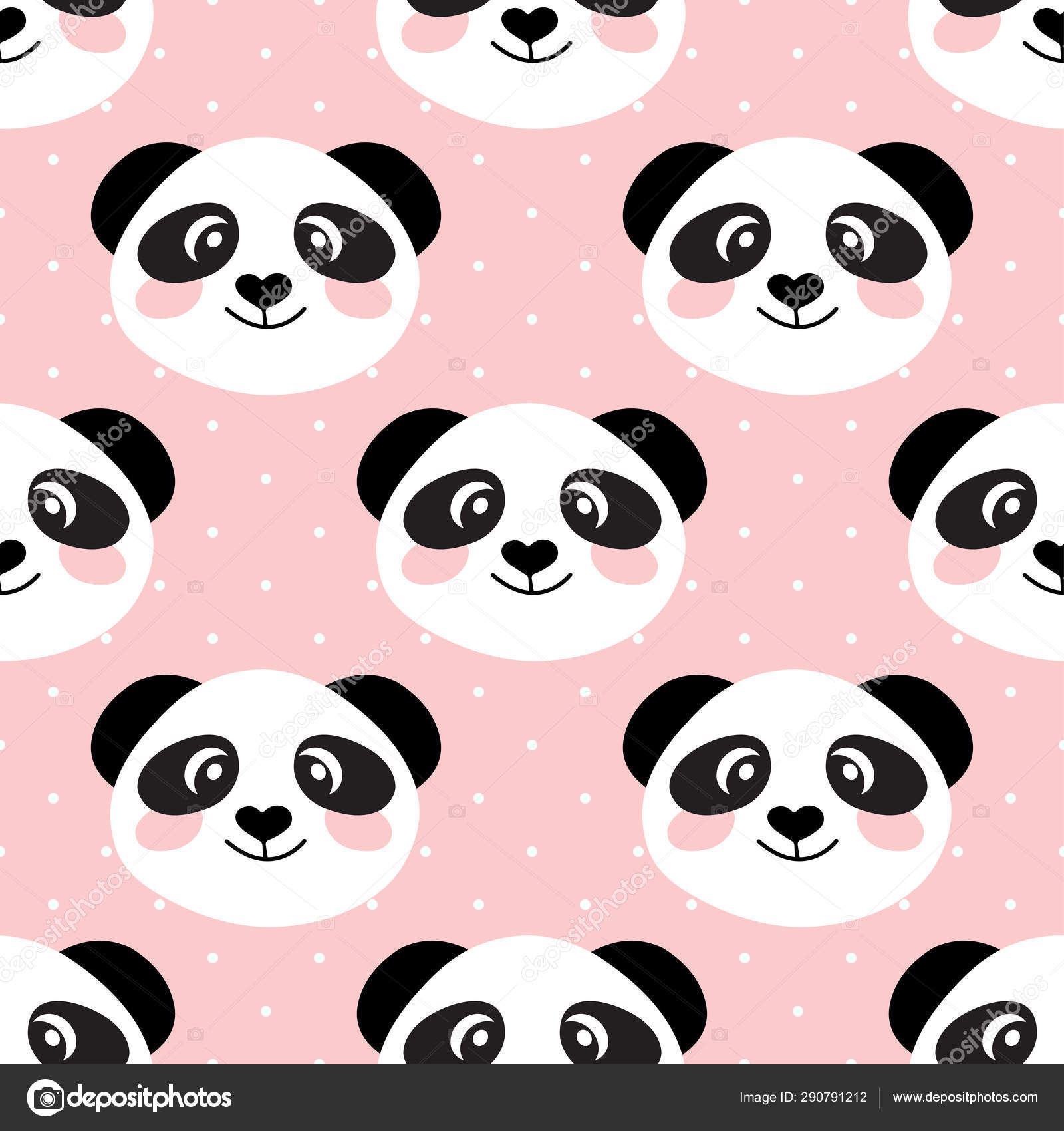 Cute panda face. Seamless cartoon