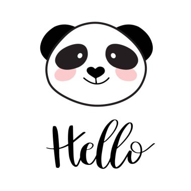 Bebek panda yüz logo şablonu. Bebek panda simgesi yüz. Asya ayı. Panda baş beyaz arka plan üzerinde izole