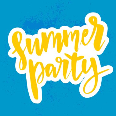 Yaz Partisi. Beyaz arka plan üzerinde izole ifade yazı elle çizilmiş. Tasarım öğesi için poster, kartpostal. Vektör çizim
