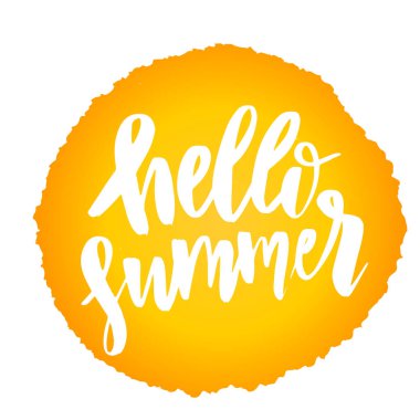 Merhaba Summer. Parlak logo Templates.Typographic Label. Davetiye, tebrik kartı, baskı ve posterler için tatil yazısı.