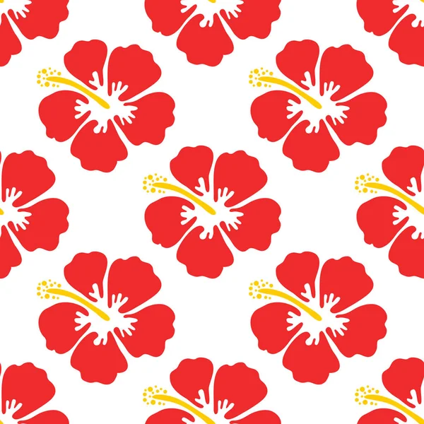 Hibiscus patroon naadloos op witte achtergrond. — Stockvector