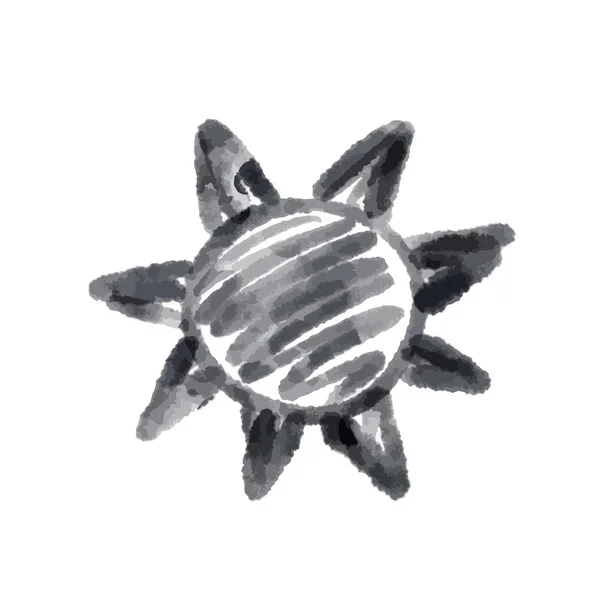 Lindo dibujo de dibujos animados sol. Vector símbolo blanco y negro. Icono de garabato monocromo dibujado a mano aislado sobre fondo blanco . — Vector de stock