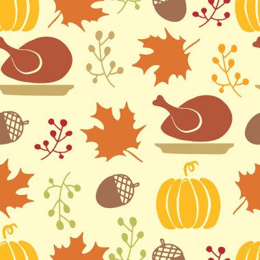 Mutlu Şükran günü seamless modeli tatil nesnelerle.