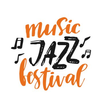 Jazz Müzik posteri. Kaligrafi. Mektup. Beyaz arkaplanda izole vektör çizimi.