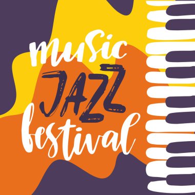 Jazz Müzik posteri. Kaligrafi. Mektup. Beyaz arkaplanda izole vektör çizimi.