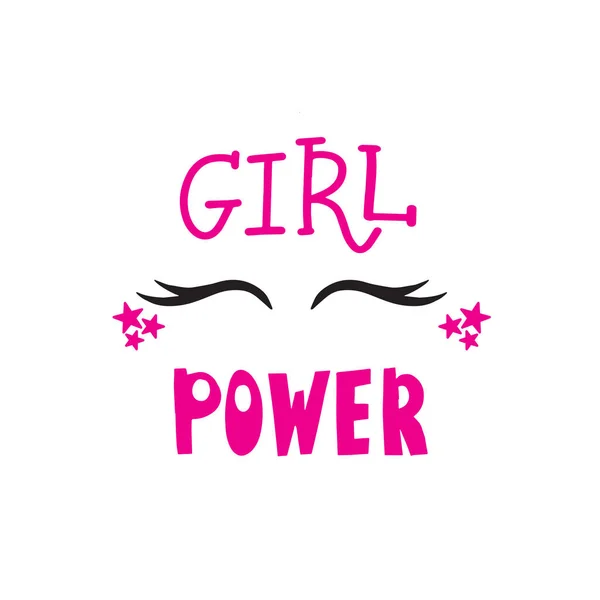 Girl Power Teks Slogan Feminisme Prasasti Hitam Untuk Shirt Poster - Stok Vektor