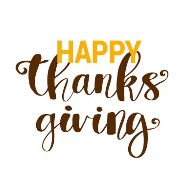 El çizimi Mutlu Şükran Günü tipografisi poster tasarımı.