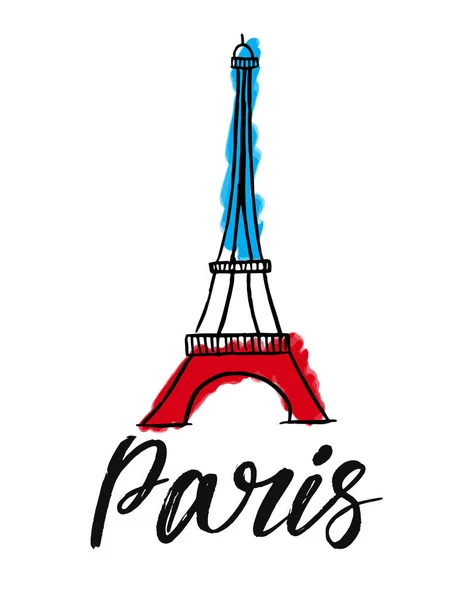 Lettering Quote Paris. Signo Torre Eiffel — Archivo Imágenes Vectoriales