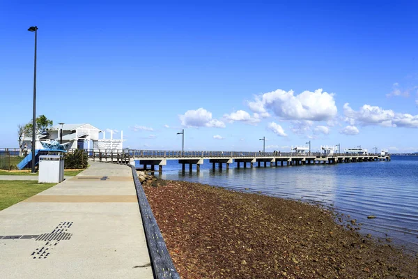 Panoramatický Pohled Woody Point Jetty 240 Metrů Dlouhé Molo Redcliffe — Stock fotografie