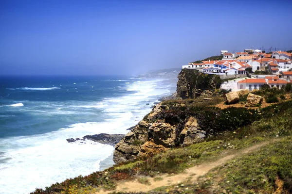 Velkolepý Pohled Azenhas Mar Přímořské Vesnice Portugalské Pobřeží Severozápadně Lisabonu — Stock fotografie