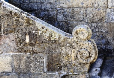 Ayrıntı merdiven korkuluk 16 veya 17. yüzyıl Sortelha, Portekiz inşa evin alt bölümünün