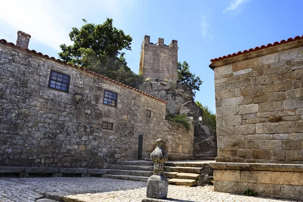 Vista Las Casas Tradicionales Construidas Piedra Granito Localmente Abundante Pueblo — Foto de Stock