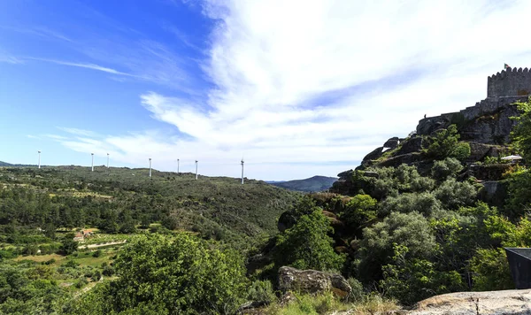 Vista Algunas Turbinas Parque Eólico Troviscal Cerca Del Histórico Pueblo —  Fotos de Stock