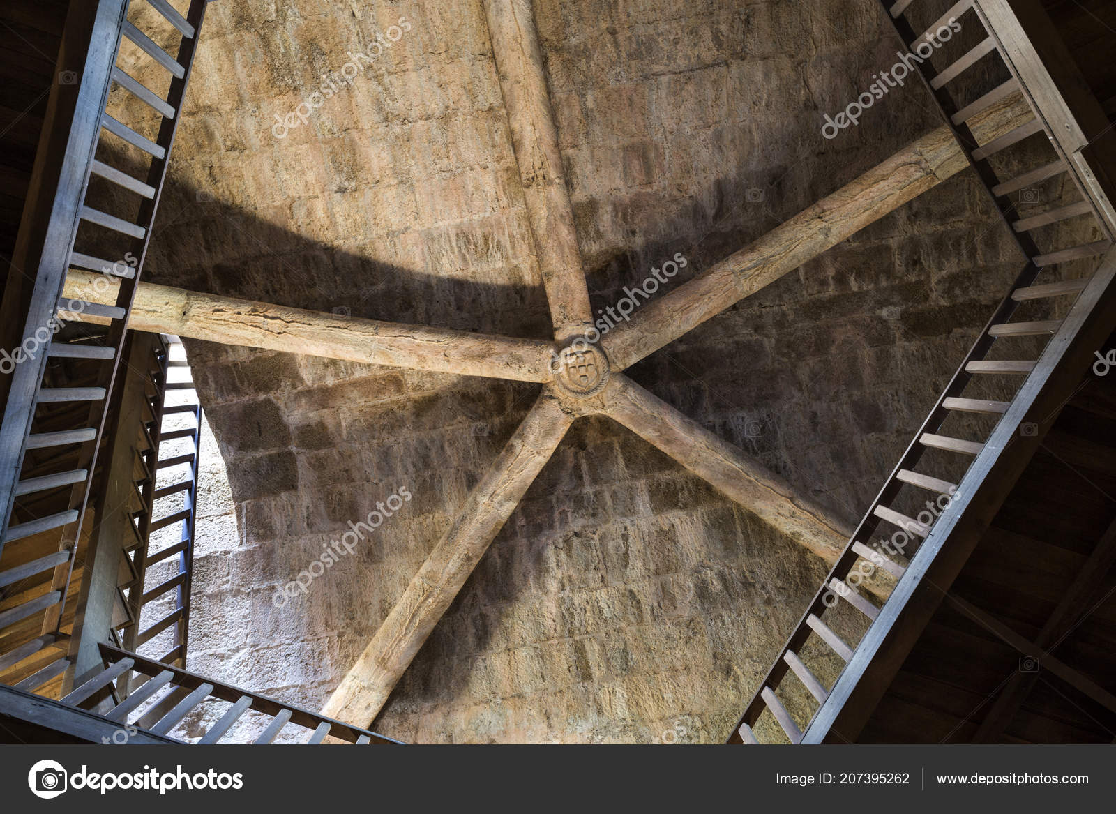 View Rib Vault Ceiling Donjon Tower Medieval Castle Sabugal