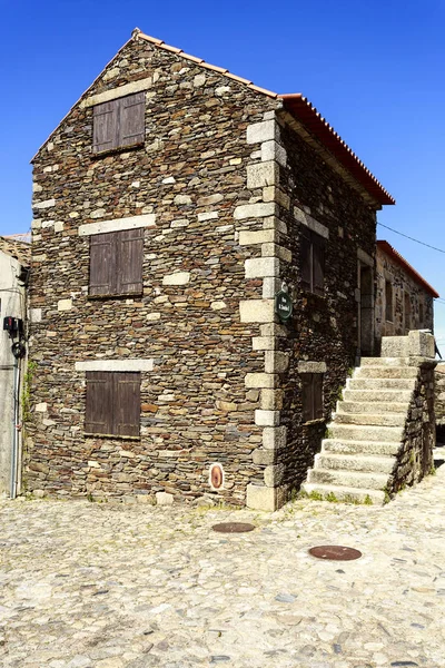 Uitzicht Traditionele Schist Granieten Stenen Huizen Het Dorp Van Sabugal — Stockfoto