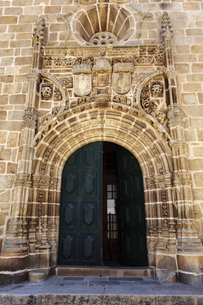 Portaal Gotische Manueline Stijl Van Parochiekerk Het Centrum Van Vila — Stockfoto