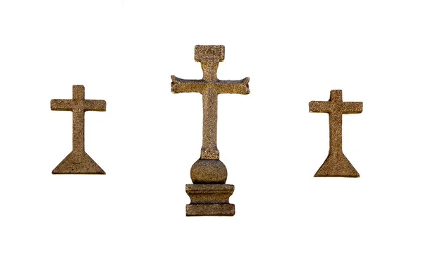 Detailní Pohled Kříže Bočním Průčelí Farního Kostela Vesnice Castelo Melhor — Stock fotografie