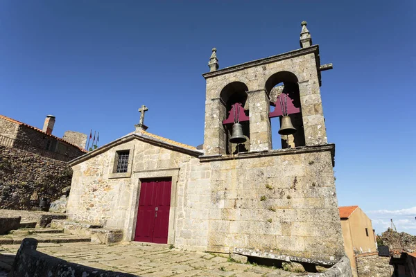 Vista Fachada Igreja Românica Nossa Senhora Rocamador Torre Relógio Vila — Fotografia de Stock