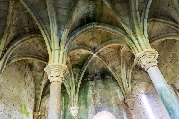 Remains Chapter Hall Two Wings Arches Resting Protruding Doric Capitals — Stock Photo, Image