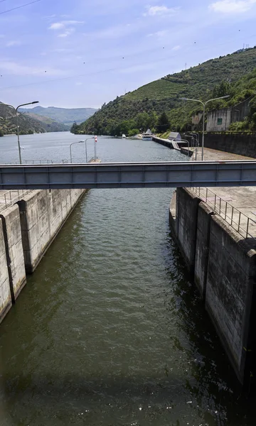 Uitzicht Het Kanaal Vergrendeling Verbinding Maken Met Upstream Van Douro — Stockfoto