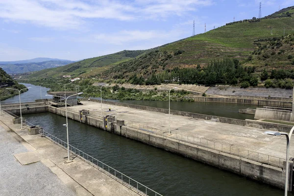 Vista Presa Regua También Llamada Presa Bagauste Río Duero Portugal —  Fotos de Stock