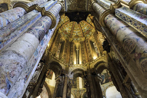 Detail Magnificently Decorated Late Gothic Manueline Sculpture Paintings Interior Charola — стоковое фото