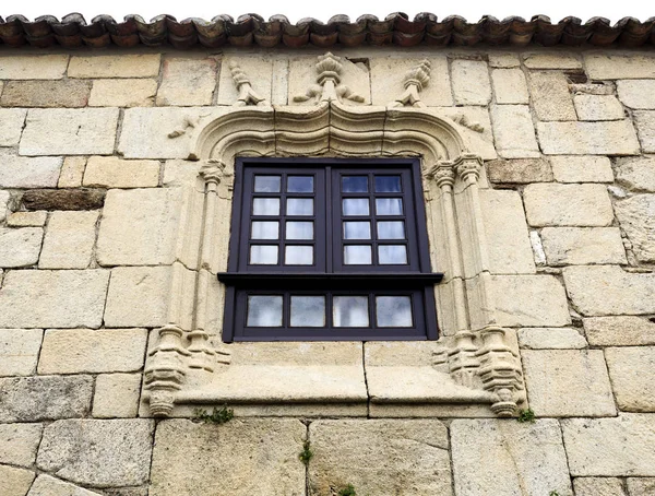 Fenêtre Manuelle Une Maison Travaillait Synagogue Village Médiéval Linhares Beira — Photo