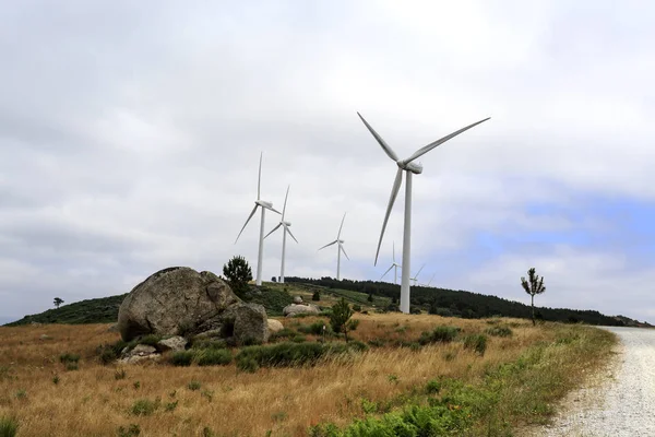 Προβολή Των Ανεμογεννητριών Της Πορτογαλίας Videmonte Αιολικό Πάρκο Beira Alta — Φωτογραφία Αρχείου