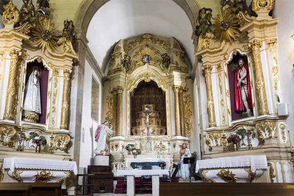 Gouveia Şehir Merhamet Kilise Barok Mimarinin Ana Yan Sunaklar Ayrıntılı — Stok fotoğraf