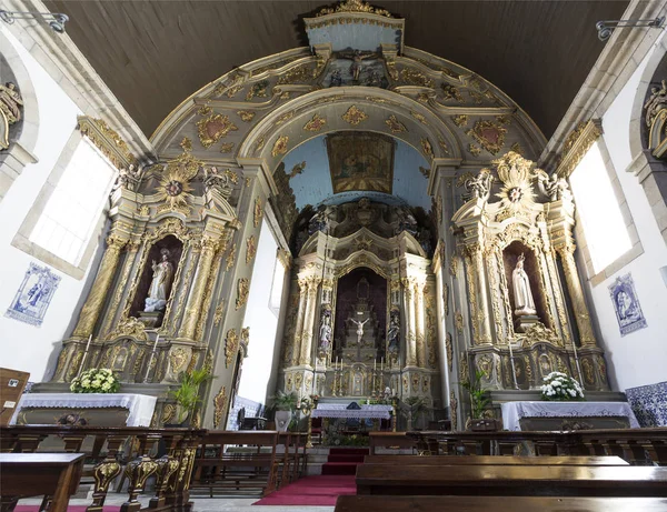 Ana Mihrabını Yan Sunaklar Barok Saint Peter Kilisesi Gouveia Şehir — Stok fotoğraf
