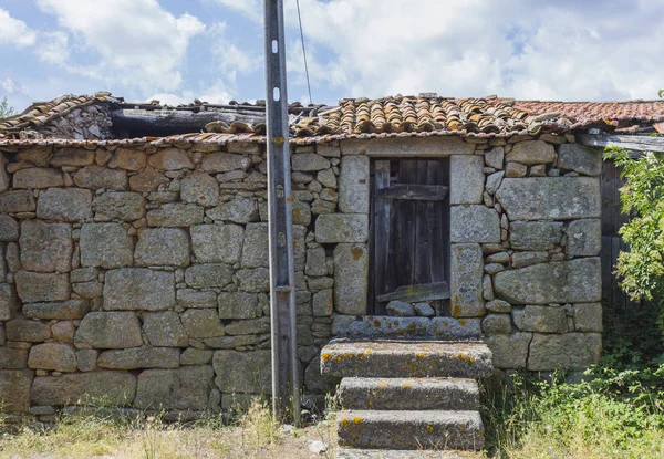 Detail Construction Mortar Traditional Local Granite House Rural Architecture Beira — Stock Photo, Image