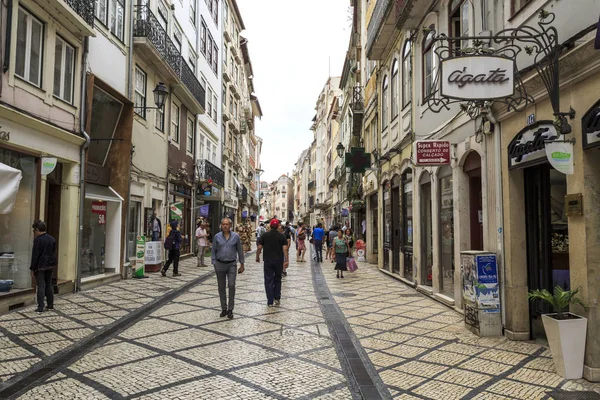 Vista Una Zona Peatonal Del Centro Zona Histórica Coimbra Julio —  Fotos de Stock