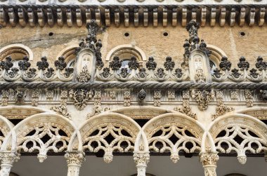 Coimbra Merkez Portekiz detayını Palace Hotel Bussaco, Neo-Manuelin mimari tarzı, geç 19. yüzyılda inşa edilen lüks otel yakınında