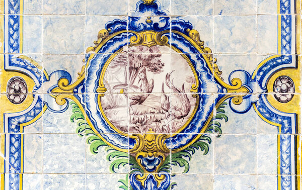 Panels of polychromatic tiles of the 19th century