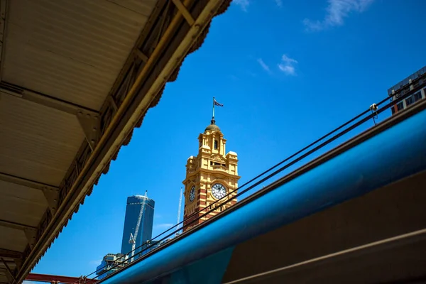 Widok Wieżę Zegarową Stacji Flinders Street Melbourne Victoria Australia — Zdjęcie stockowe