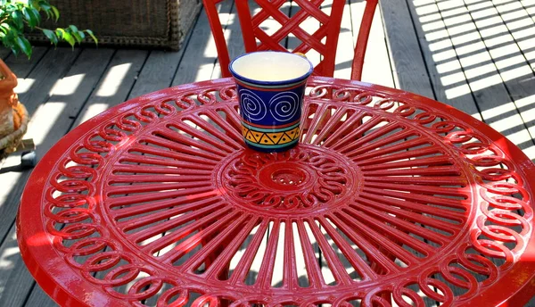 Red Patio Furniture Abstract Displayed Deck Outdoors — Stock Photo, Image