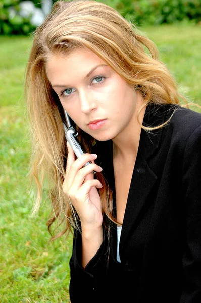 Ženské Krásy Modelka Mobil — Stock fotografie