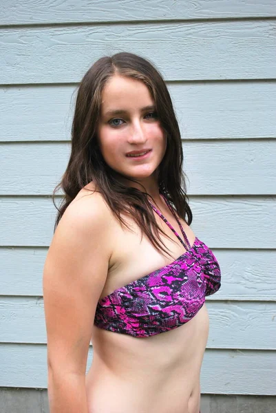 Modelo Moda Belleza Femenina Con Bikini Aire Libre — Foto de Stock